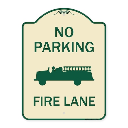 Signmission No Parking Fire Lane Fire TruckHeavy-Gauge Aluminum Architectural Sign, 24" x 18", TG-1824-23739 A-DES-TG-1824-23739